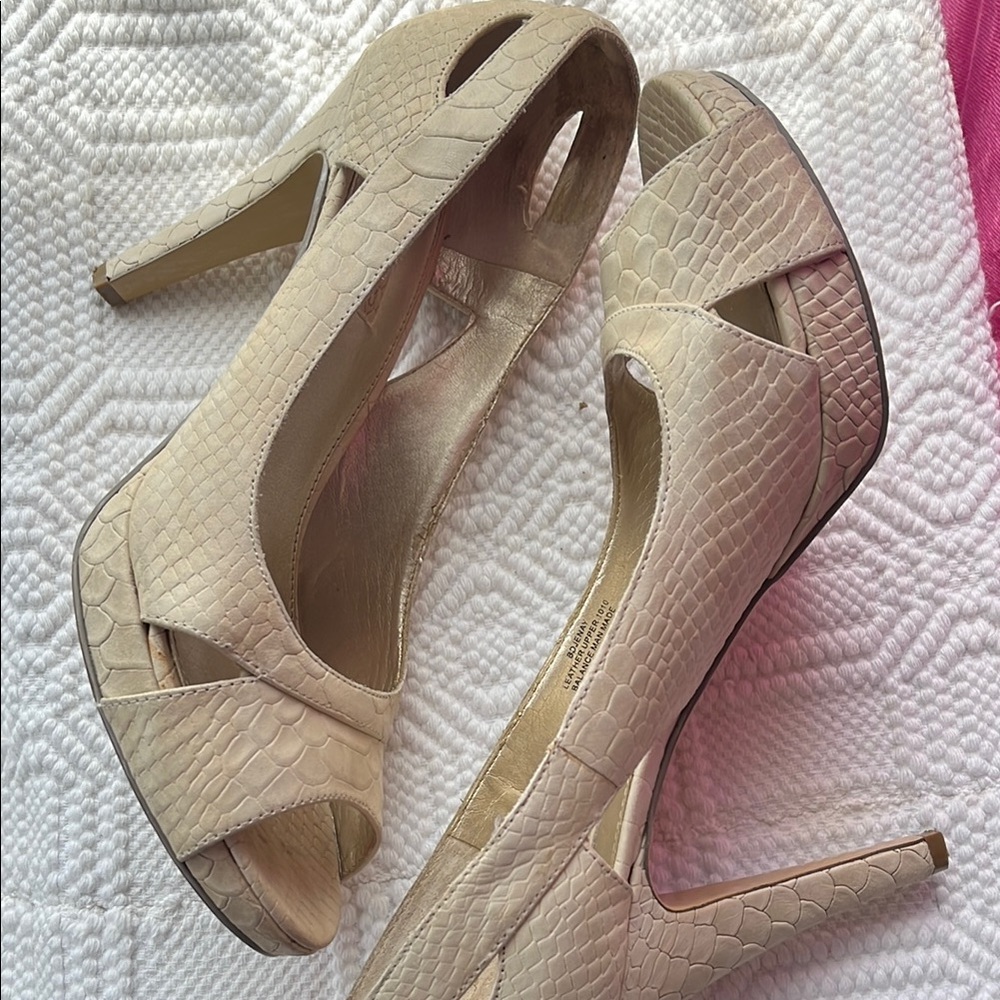 Elegant Cream Peep-Toe Heels